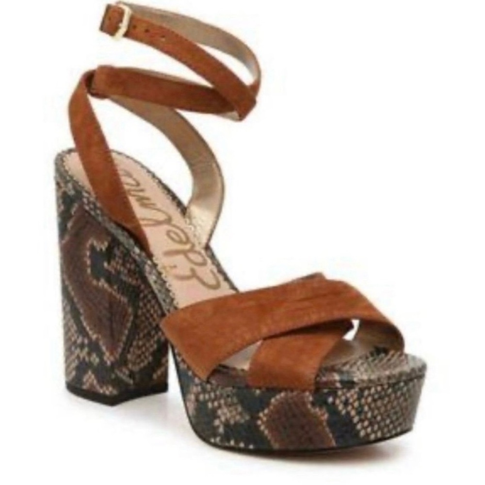 Sam Edelman Snakeprint leather platform shoes size 6